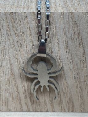Men's Silver Spider Pendant Necklace - Stainless Steel